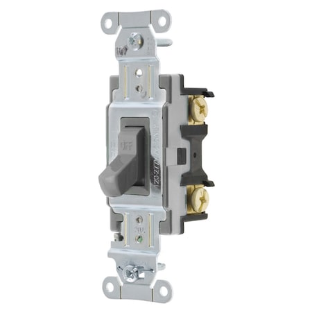 Hubbell Wiring Device-Kellems Switches and Lighting Controls, Toggle Switch, Commercial Grade, Double Pole, 20A 120/277V AC, Back and Side Wired, Gray CSB220GY